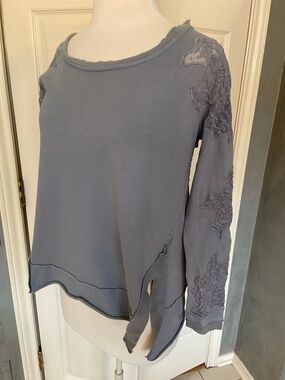 Free People Long-Sleeve Lace Tee Medium